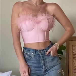 Revolve pink feather corset